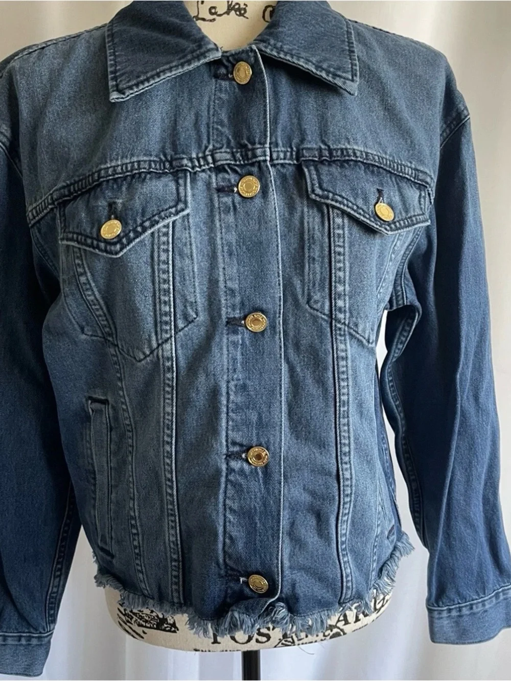 Michael Kors Blue Denim Jacket with Gold-Tone Buttons